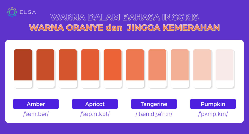 Bahasa Inggris warna oranye dan jingga kemerahan