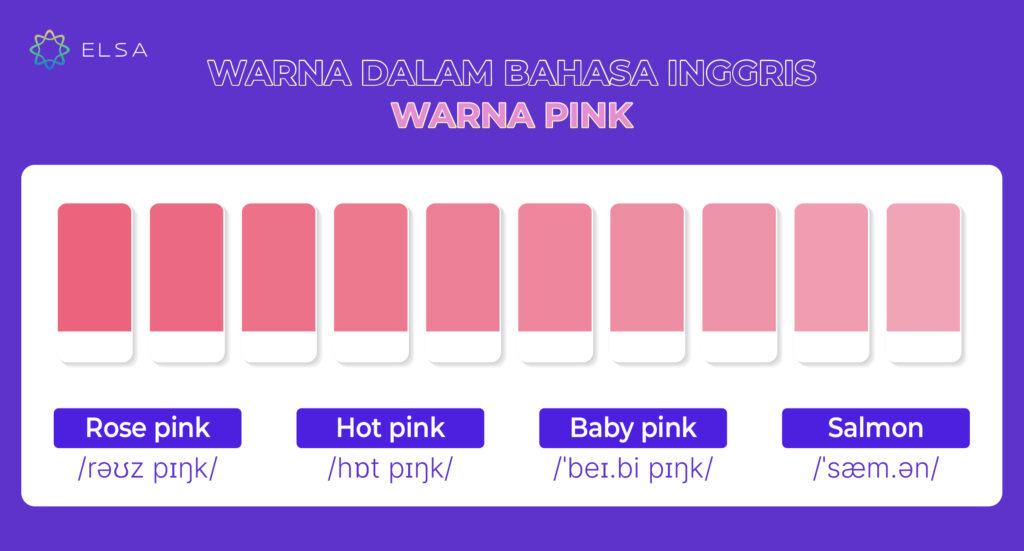 Bahasa Inggris warna pink dan jenisnya