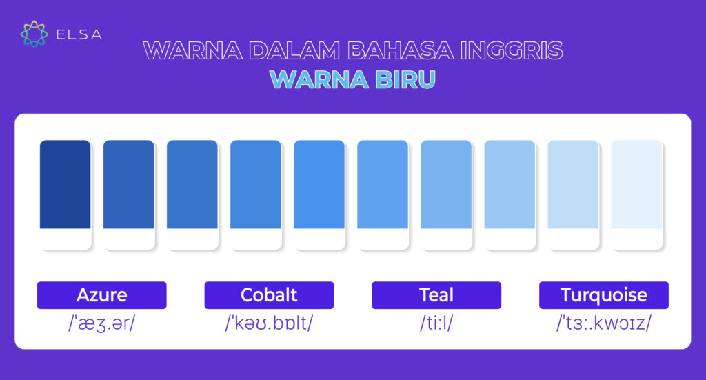 Bahasa Inggris warna biru dan jenisnya