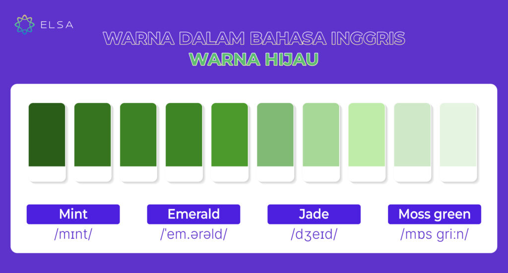 Bahasa Inggris warna hijau dan jenisnya
